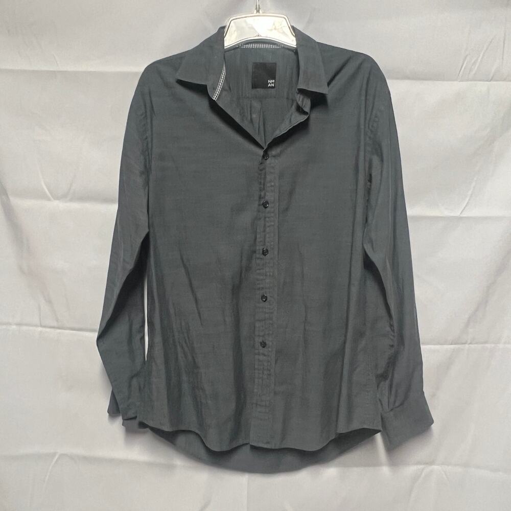 Nicole Miller Men's Button Down Gray Shirt Size Large Office Workwear